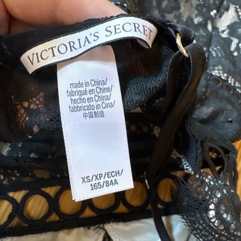 Victoria's Secret Slip Dress Women Black Floral Lace Boho Romantic SIZE XS